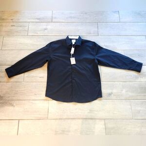 Linea Uoma Black Collar Long SL Button Dress Casual Shirt Men Size 3XL NWT